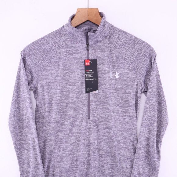 UNDERARMOUR Quarter Zip Heathered Purple Running Top - Picture 2 of 7